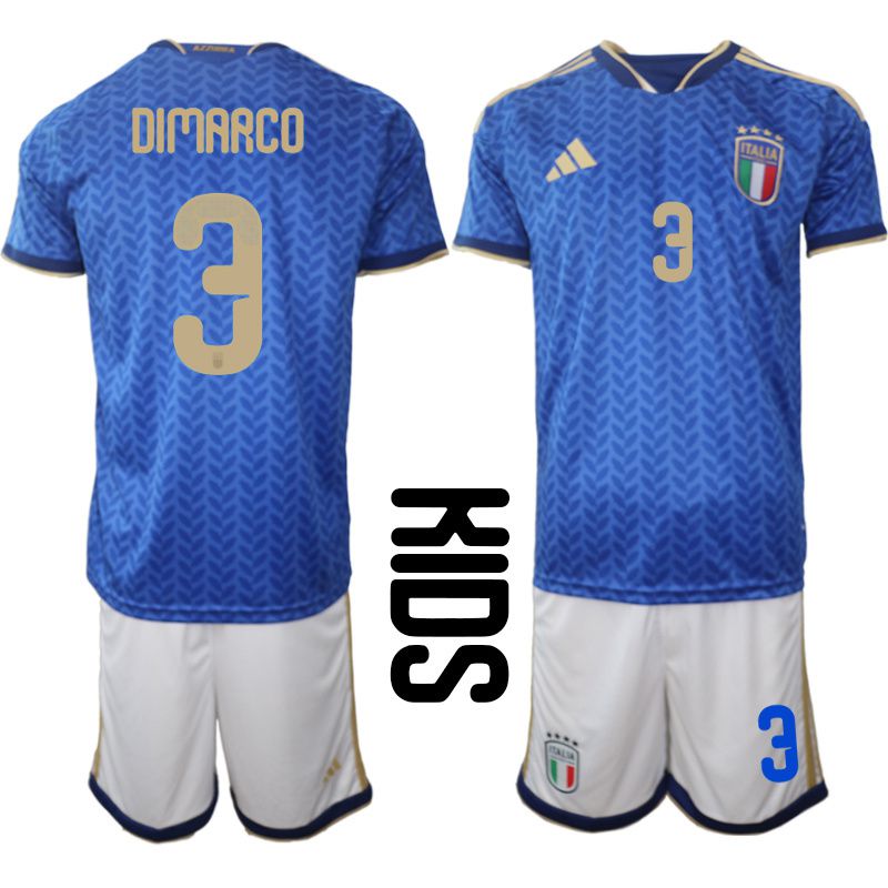 Youth 2026 World Cup National Team Italy home blue #3 Soccer Jersey->youth soccer jersey->Youth Jersey